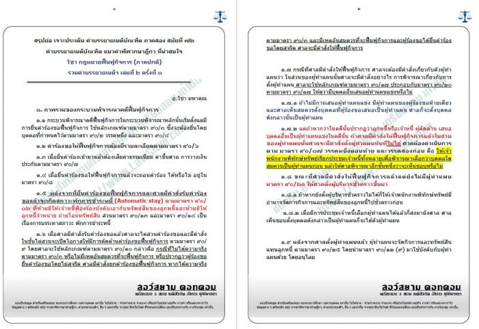 สรุปย่อ ฟื้นฟูกิจการ อ.วิชา (ภาคปกติ) สมัยที่72 ครั้งที่1